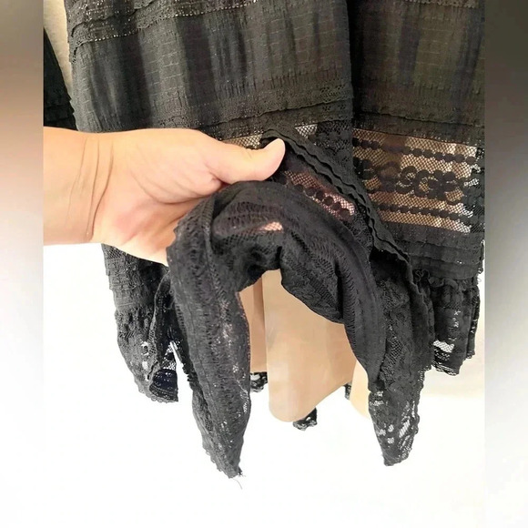 Parker Nadia Black Lace Long Sleeve Ruffle Cuff Mini Dress Size 2 - Picture 7 of 13